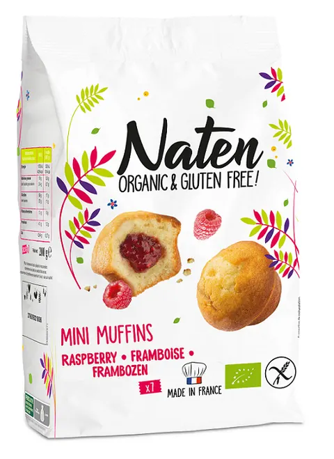 Mini Muffinki z Nadzieniem Malinowym Bezglutenowe BIO 200g Naten