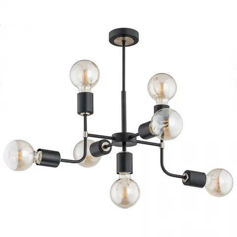 Lampa sufitowa metalowa czarna w stylu przemysłowym oprawki bez kloszy i złote dodatki Transformers Tng Alfa 24877 7xE27 47cm x 57cm