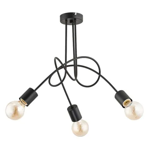 Uniwersalna lampa sufitowa czarna metalowa z zakręconymi ramionami bez kloszy Tango Black Alfa 23173 3xE27 41cm x 48cm