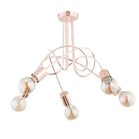 Miedziana lampa sufitowa bez kloszy metalowy stelaż kręcone ramiona Tango Copper Alfa 24325 5xE27 41cm x 50cm