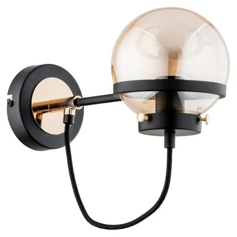 Lampa ścienna Kinkiet Vesta 25980 Alfa 1xE14 LED Metal/Szkło Czarny - Złoty