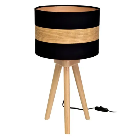 Lampa stojąca stołowa TERRA MLP6292 Milagro 1xE27 60W Drewno + Tkanina Czerń / Naturalne Drewno