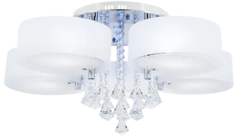 Plafon ANTILA 5x60W+ 27 LED biały pilot kryształki chrom DRS8006/5 8C