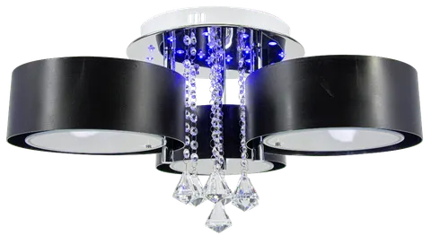 Plafon ANTILA 3x60W+ 22 LED czarny chrom pilot kryształki DRS8006/3 8C BL