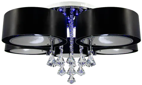 Plafon ANTILA 5x60W+ 27 LED czarny pilot kryształki chrom DRS8006/5 8C BL