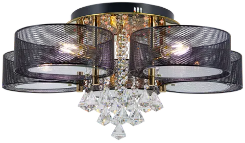 Plafon ANTILA 5x60W+ 27 LED czarny pilot kryształki złoty DRS8006/5 TR NET