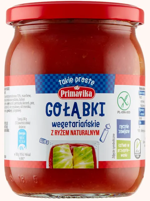 Gołąbki Wegetariańskie z Ryżem Naturalnym Bezglutenowe 480 g - Primavika