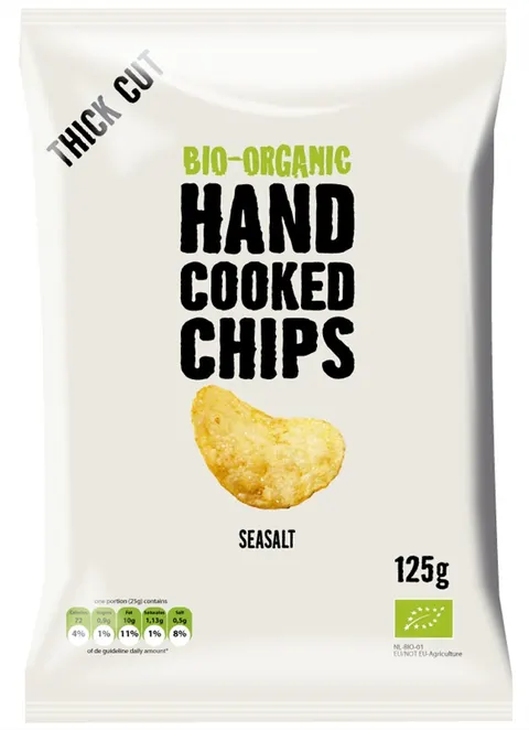 Chipsy Ziemniaczane Cienko Krojone z Solą Morską BIO 125 g Trafo