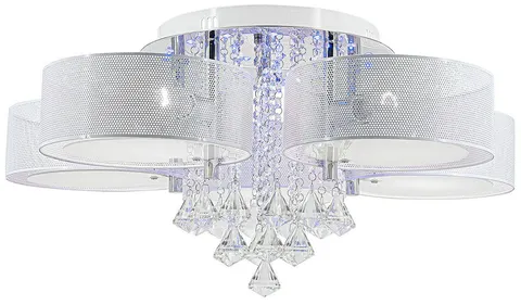 Plafon ANTILA 5x60W+ 27 LED biały pilot kryształki chrom DRS8006/5 WH NET