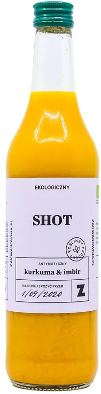 SHOT ROZGRZEWAJĄCY KURKUMA-IMBIR BIO 500 ml - ZAKWASOWNIA