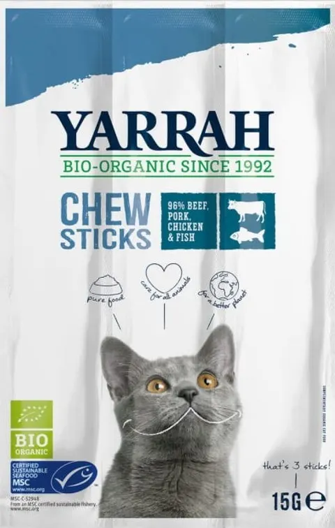 Przekąska dla Kota z Wołowiną BIO 15 g (3 x 5 g) Yarrah