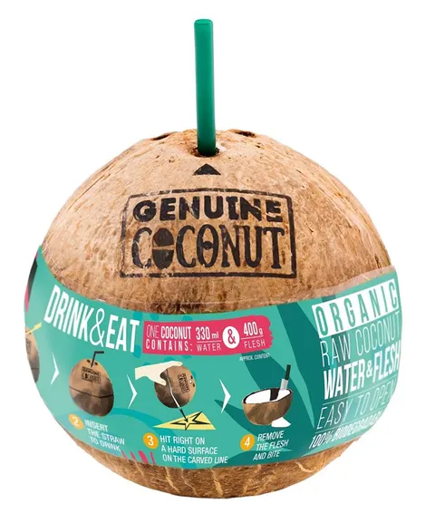 Kokos BIO ze Słomką 750 g Genuine Coconut