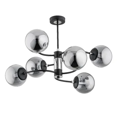 Lampa sufitowa DEMA chrom czarna 6xE14 kule dymione Alfa 28406