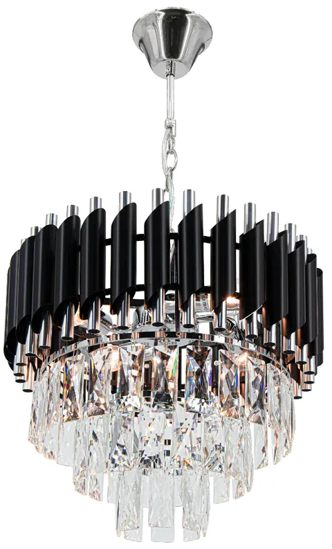Żyrandol kryształowy TOLEDO 4xE14 czarny chrom Glamour 6260/4 8C BL