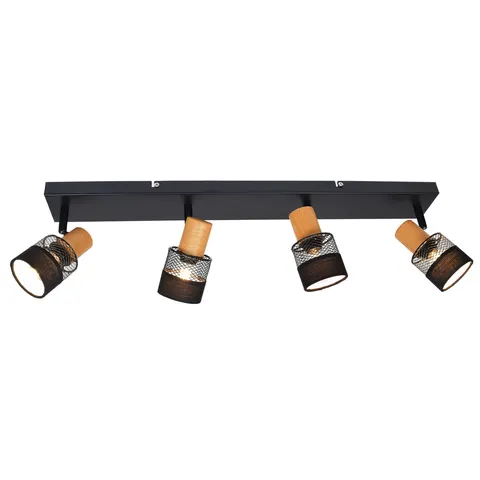 Plafon COLETTA 4xE14 czarny drewno reflektor Italux SPL-90110-4