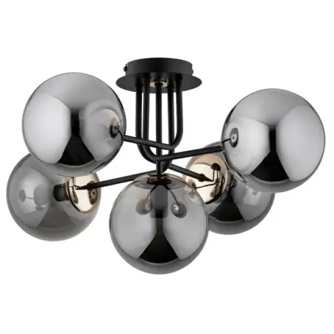 Lampa sufitowa BOSS 5xE14 czarna plafon kule dymione Alfa 63181