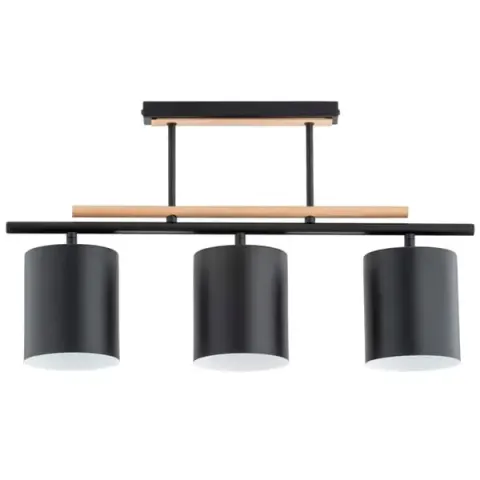 Lampa sufitowa ARCZI 3xE27 drewno czarna Alfa 62397