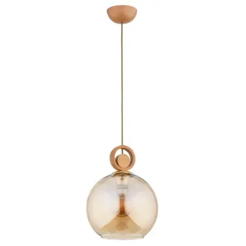 Lampa sufitowa SARA 1xE27 drewno amber kula Alfa 61184