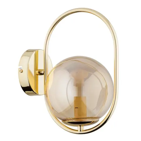 Kinkiet OVAL złoty 1xE14 kula Amber Alfa 91516