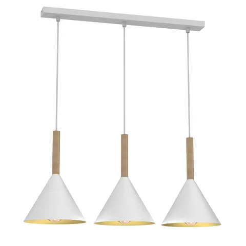Lampa wisząca PERU 3xE27 biała drewno kuchenna Milagro MLP0980