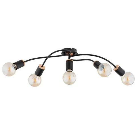 Lampa sufitowa GERSO 6xE27 czarna drewno Alfa 63286