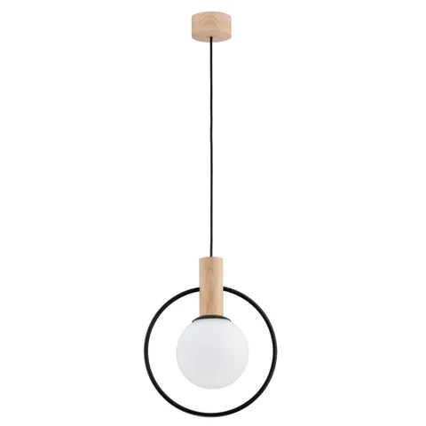 Lampa wisząca LABO 1xE14 wisząca drewno biała kula Alfa 61137