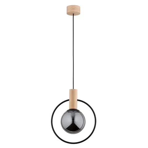 Lampa wisząca LABO 1xE14 wisząca drewno dymiona kula Alfa 61136