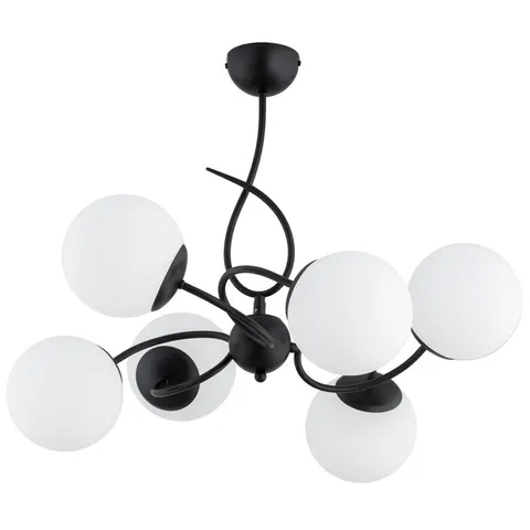 Lampa sufitowa TORNADO 6xE14 czarna białe kule Alfa 63379