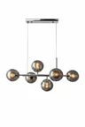 Lampa sufitowa PACO 6xE14 chrom listwa nad stół klosze dymione Elem 3401/6A 8C