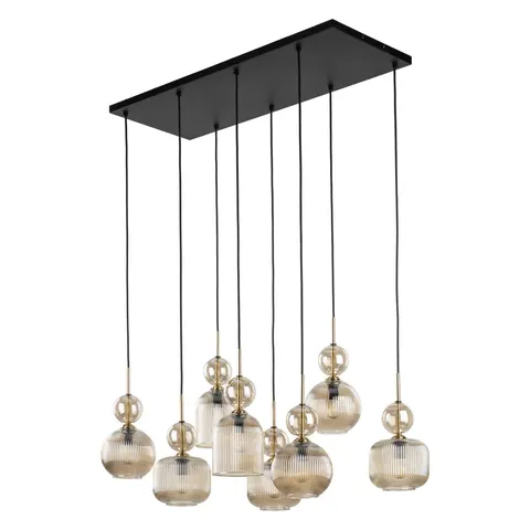 Lampa sufitowa SOPHIA 8xE14 Cognac wisząca czarna KaskadaTK Lighting 11045