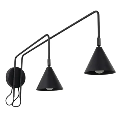 Kinkiet NOX 2xE14 czarny włącznik wysięgnik 61cm Sollux SL.2507