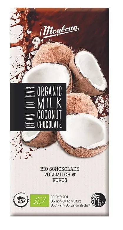 Czekolada Mleczna z Płatkami Kokosowymi BIO 100 g Meybona