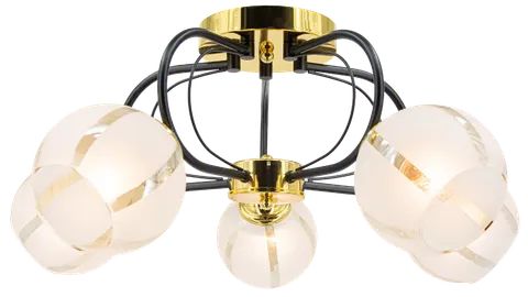 Lampa sufitowa RUBY 5xE27 czarna złota plafon Elem 8966/5 BL TR