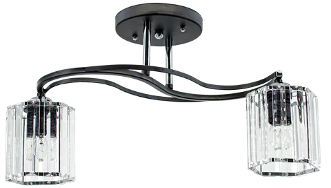 Lampa sufitowa RITMO 2xE27 czarna kryształ plafon Elem 2038/2 BL 8C