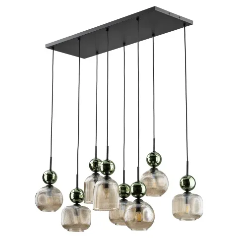 Lampa sufitowa SOPHIA 8xE14 Cognac wisząca zielona Kaskada 11151