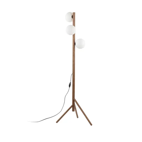 Lampa podłogowa ESTERA WOOD 3xG9 drewno orzech klosze białe TK-Lighting 16045