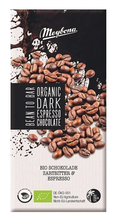 Czekolada Gorzka z Kruszonymi Ziarnami Kawy Espresso BIO 100 g Meybona