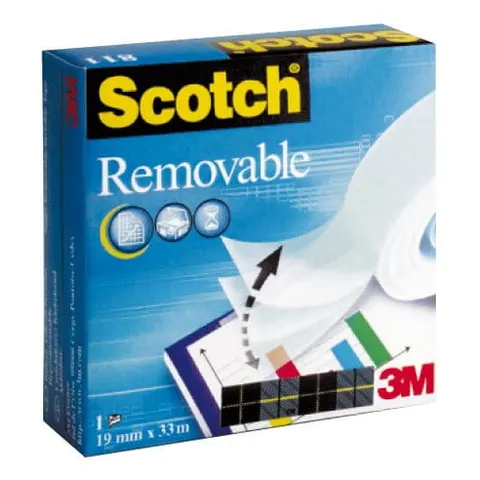Taśma biurowa klejąca matowa SCOTCH Removable 811 19mm x 32,9m 3M-70016072848