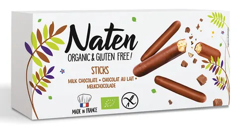 Ciastka w Polewie Czekoladowej Sticks Bezglutenowe BIO 130 g Naten