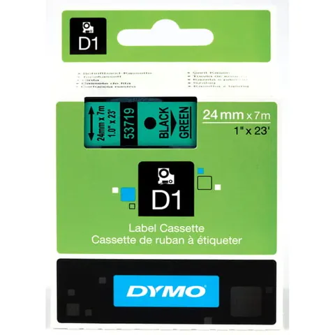 Taśma DYMO 53719 / S0720990 kol. czarny na zielonym 24mm x 7m D1