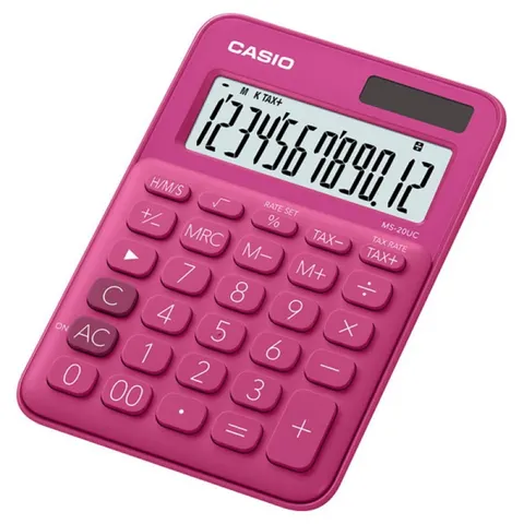 Kalkulator biurowy CASIO kol. ciemnoróżowy 12 pozycyjny [MS-20UC-RD]