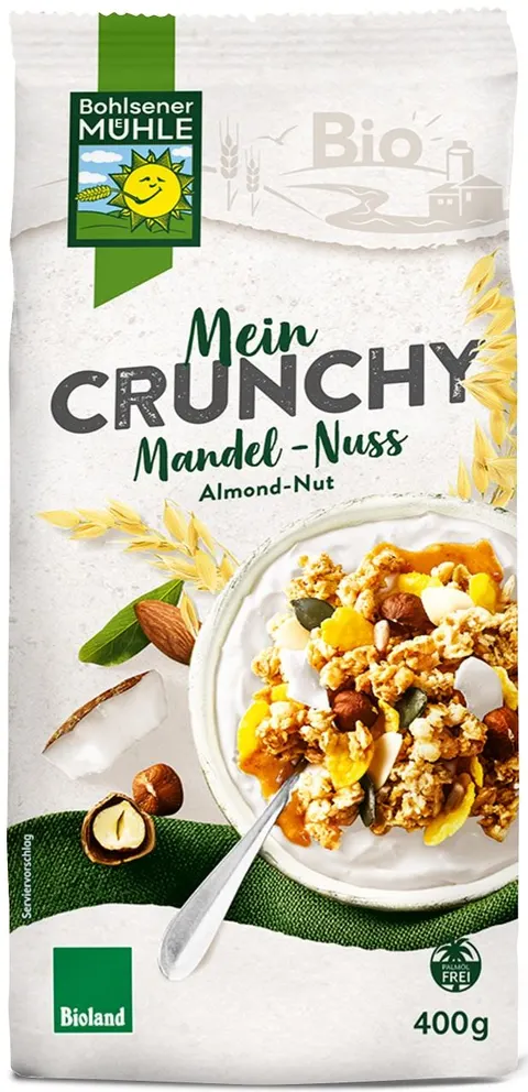 Crunchy Orzechowe z Prażonymi Chipsami Kokosowymi BIO 400 g Bohlsener Muehle