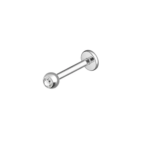 Labret stalowy z cyrkonią Crystal - srebrny