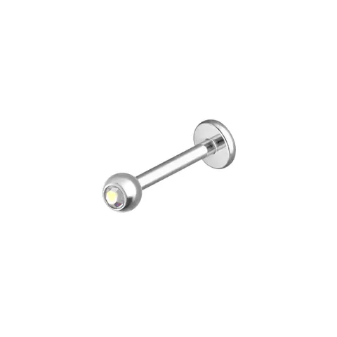 Labret stalowy z cyrkonią AB - srebrny