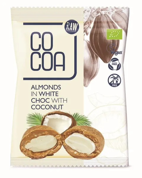 Migdały w Białej Polewie Kokosowej BIO 70 g Cocoa