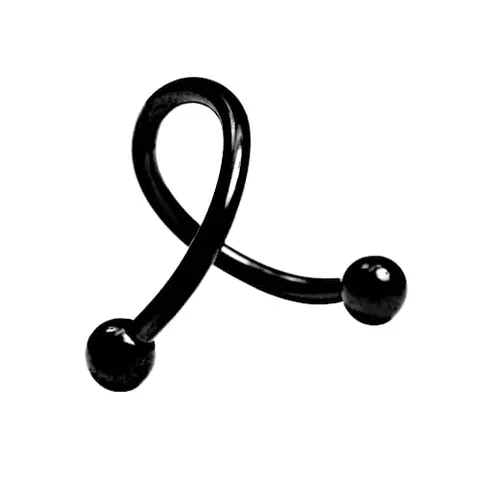 Spiralny kolczyk twister ze Stali 316L - czarny
