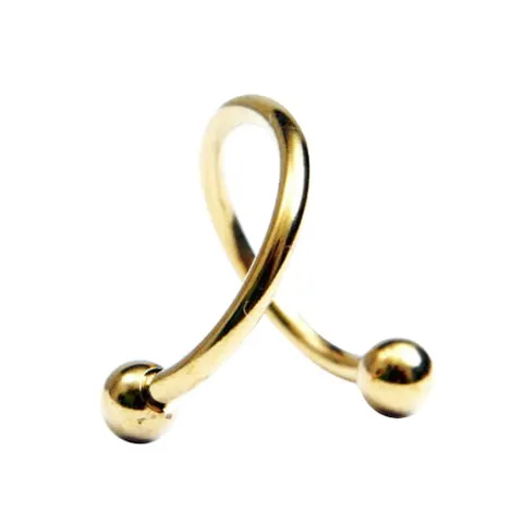 Spiralny kolczyk twister ze Stali 316L - złoty
