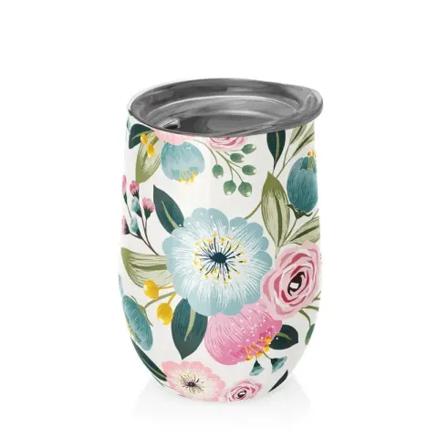 Kubek ze Stali Nierdzewnej z Pokrywką Pastel Flowers 420 ml Chic-Mic