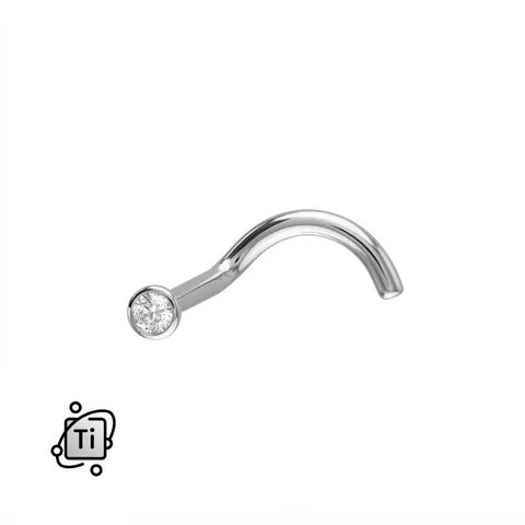 Nostril haczyk z cyrkonią Crystal z Tytanu G23 - srebrny