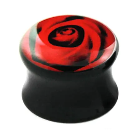 Plug akrylowy z różą - nierozkręcany